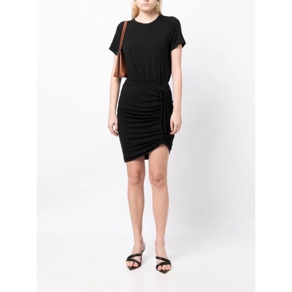 Veronica Beard Hannock Black Ruched Short Sleeve T-Shirt Dress Size XS